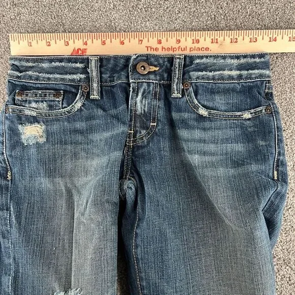 Buckle Jeans 26 Blue Denim STAN Distressed Medium Wash Low Rise Bootcut Ladies - Picture 8 of 13